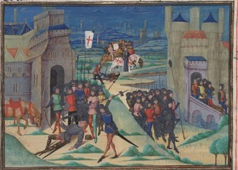 Painting showing the events of the peasants revolt 1381.